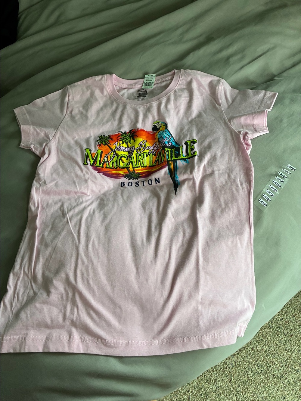 Margaritaville Light Pink Parrot Graphic Tee NWT